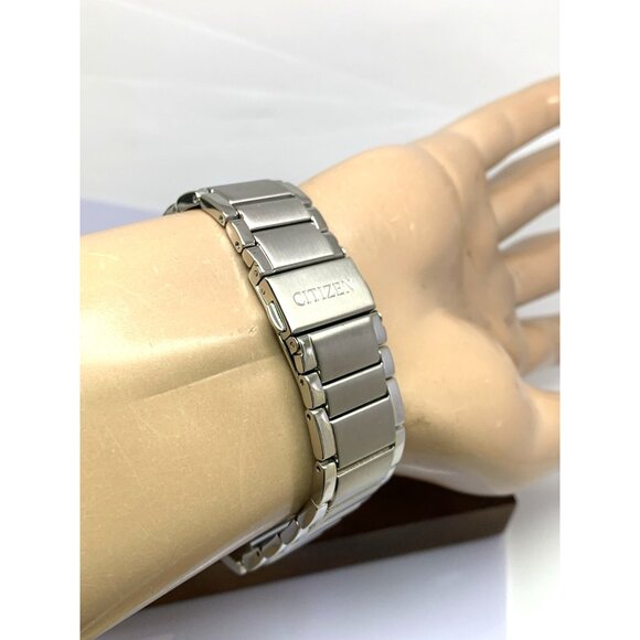 Citizen Men's Watch AU1060-51G Eco Drive Diamond Accent Black Dial Silver Steel - Picture 10 of 14